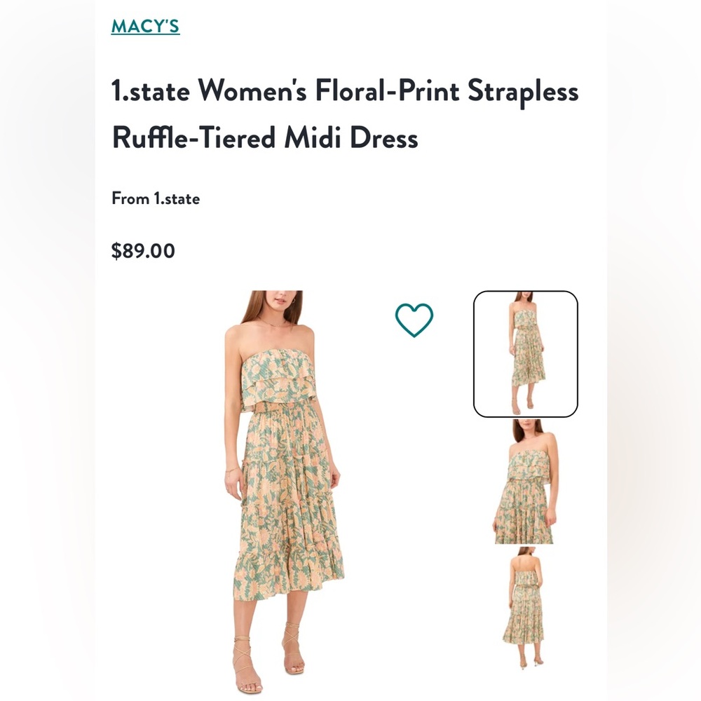 1. State  Floral-Print Strapless Ruffle-Tiered Midi Dress - Picture 5 of 13